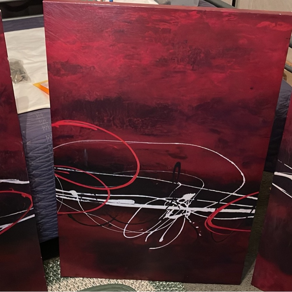 Abstract Red and Black Canvas Art